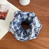 Goma para el pelo estilo coreano para mujer, Diadema a cuadros de doble capa fresca y sencilla, Accesorio para moño de tela de encaje estilo perezoso