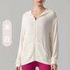 Jaqueta de ioga de manga comprida Slim-fit Emagrecimento com capuz Jaqueta esportiva Roupas de ginástica casuais soltas femininas Jaqueta de manga comprida Outono