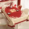 Mantel de boda, mantel de comedor rojo, tela decorativa para celebración de compromiso y recién casados, mantel para mesa de centro con personaje "feliz" que realza la atmósfera de la sala de estar