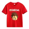 Roupa Infantil Transfronteiriça ROBLOX Camiseta para Meninos e Meninas Verão Europeu e Americano Camiseta de Algodão de Manga Curta Jaqueta de Manga Curta para Homens e Mulheres de Comércio Exterior