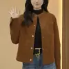 Chaqueta de cuero ante de alta gama, chaqueta corta de cuero estilo coreano para mujer, chaqueta de motociclista, nueva colección de otoño, talla grande, top de moda