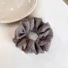 Scrunchie de Tecido Estilo Floresta Vintage com Bolinhas Azul-Marinho, Camada Dupla, Toque de Luxo, Prendedor de Coque, Estilo Coreano para Meninas