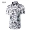 Camisa de manga corta para hombre de talla grande nueva en AliExpress moda británica camisa estampada para hombre camisa slim 3D moderna para hombre