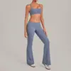 Conjunto de Yoga con Pliegues Invisibles para Mujer Pantalones Acampanados Top Halter Cintura Plegable Conjunto Deportivo 4686+2257