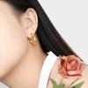 Corea del Sur Ins Nuevo Nicho Moda Aretes de Onda Torcida para Mujer Aretes Únicos de Acero de Titanio de Alta Calidad Chapados en Oro
