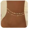 Conjunto de Tornozeleiras Europeias e Americanas Transfronteiriças com Laço, Corrente Cubana, Contas em Formato de Coração, Espinha de Peixe e Strass. Acessórios Simples para Mulheres.