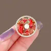 Broche de Doble Carpa con Broche de Perla para Mujer, Pin de Solapa de Lujo Ligero de Alta Gama, Accesorio para Cinturón, Joyería de Broche de Alta Calidad