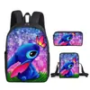 2025 Nueva Mochila Escolar de Stitch Set de Tres Piezas de Stitch Mochila con Estampado de Dibujos Animados para Estudiante de Primaria Set de Bolso al Hombro y Estuche