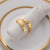 Anillo de servilleta de metal con hoja para mesa de boda, hebilla para servilleta europea, dorado y plateado, anillo de servilleta de alta calidad al por mayor