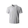 Camisa Polo Casual Retro Nova Estilo Americano com Meio Zíper, Manga Curta, Moda Masculina de Verão, Top Liso Fresco