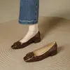 Sapatos Femininos Versáteis de Bico Quadrado e Boca Rasa com Salto Grosso, Novos Modelos Primavera e Outono, Couro Macio, Confortáveis para os Pés, Adequados para o Trabalho, Sapatos de Trabalho Retro Fashion