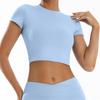Top de Fitness Ajustado de Secado Rápido Casual Combinable Ropa de Yoga para Correr Pilates Camiseta Deportiva de Manga Corta DX8001