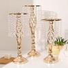 Accesorios de Boda Nuevo Giro Candelabro Set de Flores de Mesa Adornos Chapados en Oro Estilo Europeo Decoración de Camino de Escenario T Péndulo