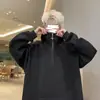 Outono Nova Cor Sólida Básica Meio Zíper Design Sense Niche Moletom Com Capuz Masculino Na Moda Com Jaqueta Solta