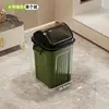 Bote de basura con tapa abatible, de alta gama, estilo lujo ligero, tamaño y capacidad grandes, adecuado para la sala de estar, hecho de plástico engrosado para almacenamiento