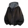 Jaqueta Masculina Enbu Primavera e Outono Nova Jaqueta Masculina de Corte Amplo Tendência Casual Versátil com Capuz Jaqueta de Trabalho Casaco de Cor Sólida