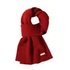 Bufanda de Punto de Lana Pura para Mujer en Otoño e Invierno Color Sólido Simple Versátil Bufanda de Moda Resistente al Frío y Cálida Chal de Tamaño Grande