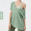 Saída de Yoga Feminina Fitness Cordão Pregueado Efeito Emagrecedor Manga Curta Esportiva Camiseta Solta Casual Primavera e Verão Duas Formas Roupa de Yoga