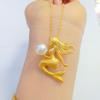 Colgante de sirena de Perla Dorada de Vietnam Collar para mujer celebridad de Internet Latón chapado Joyería de temperamento al por mayor