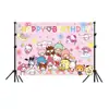 Nova Decoração de Festa de Aniversário Rosa Tema Gato Kt Banner Saco de Presente Copo de Papel Descartável Prato de Papel Guardanapo de Papel