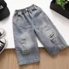 Nuevo Producto Infantil 2024 Jeans de Moda Estilo Primavera y Otoño Pantalones Retro para Niños Pantalones Casuales Rectos Elegantes para Niñas