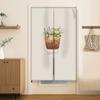 Cortina de puerta de estilo coreano sin perforaciones, de algodón y lino, con plantas verdes, para el hogar, probador, dormitorio, baño, divisoria, media cortina de tela