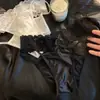Ropa interior de lujo ligero sexy de encaje satinado de seda de hielo para niñas, ropa interior de tiro bajo cruzada hueca para mujer