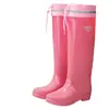 Botas de Chuva Femininas de Cano Alto Quentes com Forro de Fleece para Outono e Inverno, Botas Femininas Espessadas Impermeáveis e Antiderrapantes, Sapatos Aquáticos, Botas de Trabalho