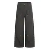 Pantalones de leñador patchwork retro americano para hombre, marca de moda de alta calle, con diseño plisado, color liso, pantalones rectos holgados