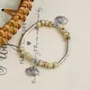 Pulsera de Cerámica de Jingdezhen, Regalo de Estilo Chino Tradicional, Tejida a Mano, Fresca y Versátil para Niñas, Nueva Pulsera de Hilo de Cerámica Estilo Chino