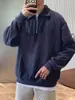 Polo Masculino Americano Retro Novo com Meio Zíper, Pulôver Solto, Blusa Casual com Gola, Moletom