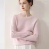 Suéter de Tricô Feminino Gola Redonda Inverno Espesso Cor Sólida Retrô Torcido Slim para Usar por Baixo Quente 100% Caxemira Pura