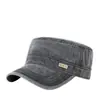 Nueva Gorra Plana de Algodón Puro para Hombre Primavera/Verano Circunferencia de Cabeza Grande Transpirable Gorra Militar Lavada Vintage Visera Gorra de Mezclilla