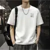 Camiseta Masculina de Algodão Puro Manga Curta Verão Novo Estilo Marca Americana Tendência Top de Meia Manga Solto Casual Versátil