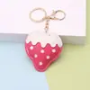 Chaveiro Criativo de Morango com Sino e Franja em Couro PU para Carro, Pingente de Bolsa, Acessórios Fofos para Fones de Ouvido