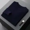 Suéter Nuevo de Lana 100% Pura para Hombre Otoño e Invierno Cuello Redondo Manga Larga Jersey Holgado Cálido Casual Tejido Capa Base