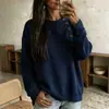 Sudadera de punto con cuello medio alto, color liso, manga larga, decoración de botones oblicuos, estilo casual holgado, para mujer, Otoño Invierno 2026, transfronteriza europea y americana