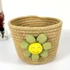 Cesta de armazenamento trançada de corda de algodão feita à mão, cesta de armazenamento redonda para mesa, caixa de armazenamento de brinquedos e lanches, caixa de armazenamento de chaves para entrada