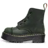 Botas de Motocicleta Audemars Piguet Estilo Britânico Dupla Utilização Solado Grosso 8 Furos 1460 com Zíper Frontal, Couro Crazy Horse de Primeira Camada Botas Curtas Vermelhas com Solado Plataforma