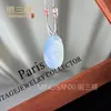 Colgante de Calcedonia Azul Hielo Natural Buda Nube Candado Ágata Hebilla de Seguridad Máscara de Zorro Collar de Jade