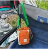 Bolso pequeño cuadrado de malla con cordón de colorblock estilo montaña con hebilla de cuerda colorida, bolso de hombro unisex para senderismo, bolso cruzado para botella de agua