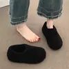 Pantuflas de Media Caña Peludas con Suela Gruesa de Felpa para Mujer 2026 Nuevas Otoño/Invierno sin Cordones Botas de Nieve Pantuflas de Algodón Cerradas con Forro de Terciopelo