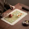 Alfombrilla de té de doble capa para salas de té, estilo chino nuevo, inspirada en Zen, para preparación en seco, camino de mesa, absorbente y resistente al calor, alfombrilla para mesa de té, soporte para tetera, posavasos para té