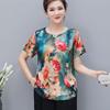 Camisetas de Verano para Madres de Mediana Edad y Mayores para Mujer 2020 Nuevas Tops Holgadas de Talla Grande para Mujer Verano Camisas Estampadas Versátiles