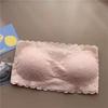 Una palabra Wai Seda de Hielo Encaje Calado Hermoso Espalda Envolvente a Prueba de Pecho Sin Tirantes Sexy Ropa Interior de Fondo para Estudiante