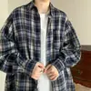 Camisa de cuadros retro japonesa de primavera y otoño para hombre, de manga larga, estilo nuevo, holgada, casual, chaqueta de camisa de alta gama para hombre