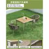 Combinação de Mesa e Cadeira para Exterior Pátio Lazer Madeira Anticorrosiva Plástico Madeira à Prova d'Água Protetor Solar Mesa de Madeira Plástica Cadeira de Rattan para Varanda Exterior