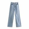 Ins Blogger Street Cintura Alta Drapeado Denim Calças de Perna Larga Solto Emagrecimento Reto Preguiçoso Estilo Coreano Calças de Comprimento do Chão