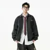 Chaqueta retro americana de piel sintética con solapa para hombre, otoño, moderna, genial, estilo motero, corte holgado, versátil, ropa exterior casual