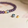 Loja de Fábrica Autêntico Pulseira de Ametista Pura Natural Luxo Leve Nicho Cristal Azul Calcedônia Lótus Rede Disponível para Envio